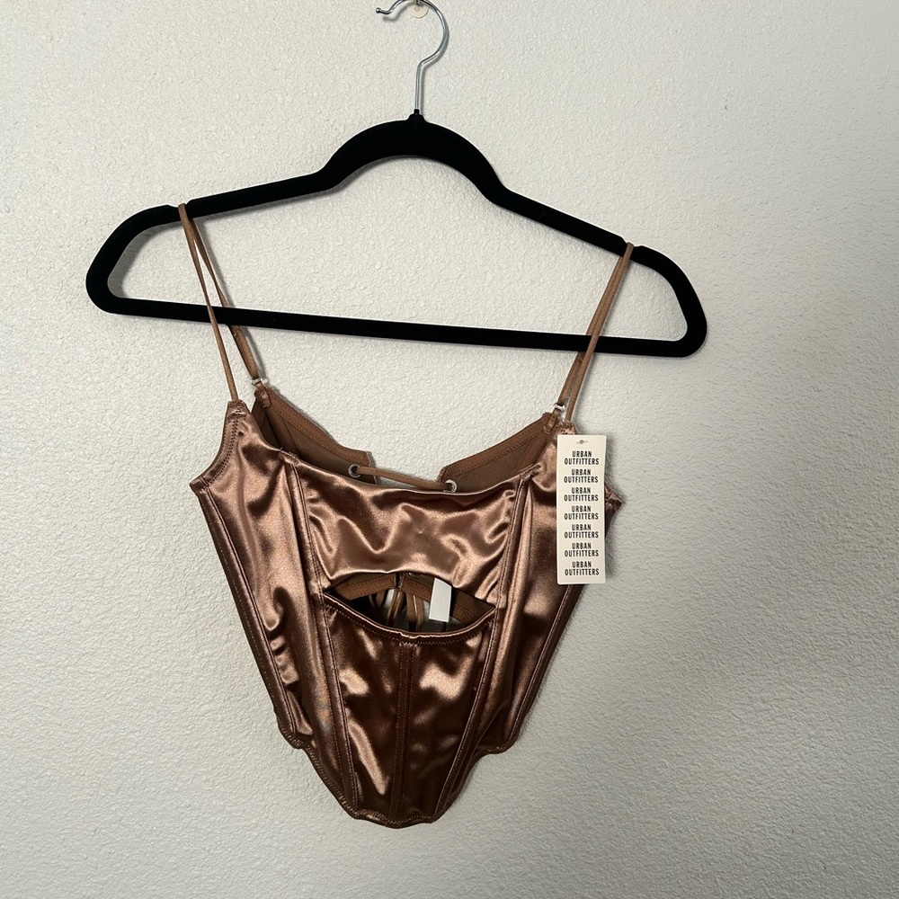 Satin Brown Cutout corset